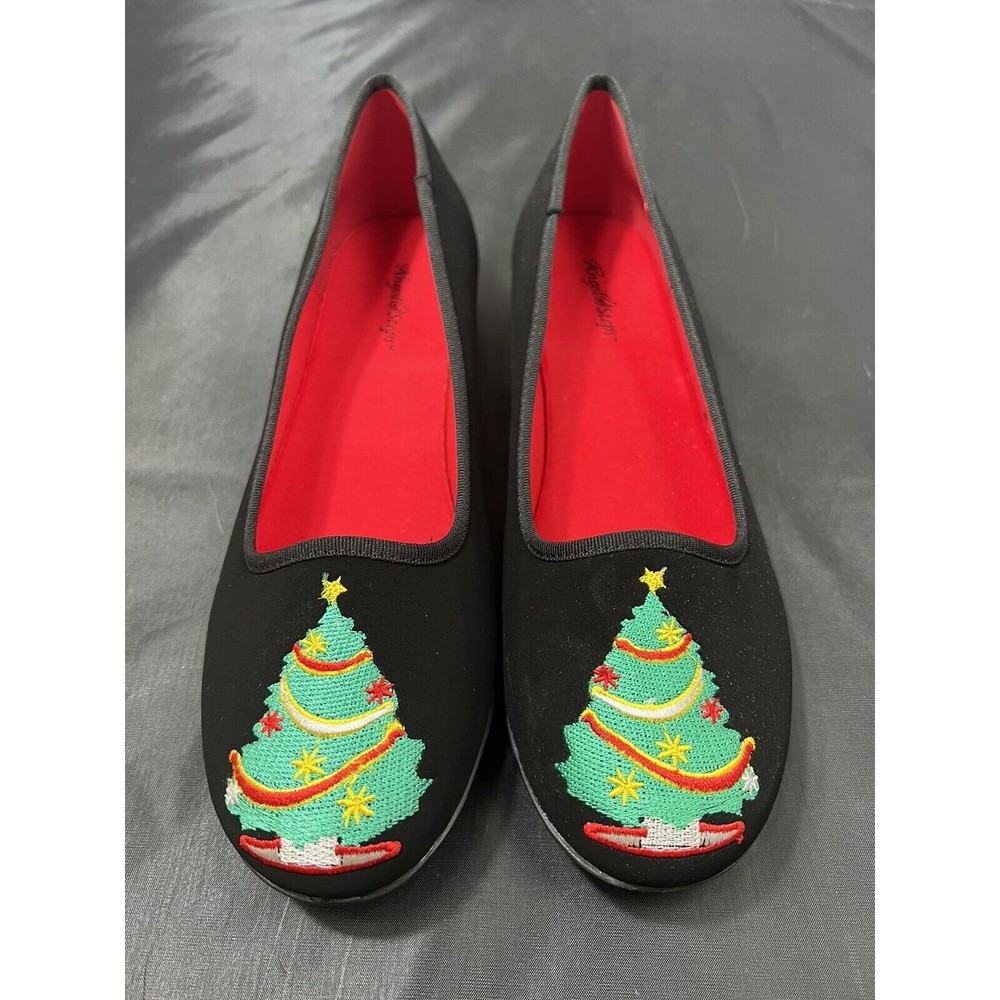 Angel Steps Women's Christmas Tree Black Flat Size 11 x Wide